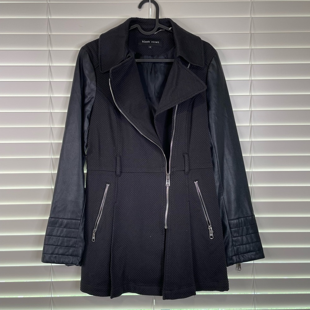 Black rivet trench coat